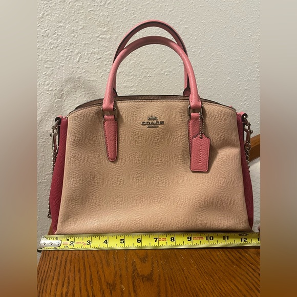Coach Colorblock Satchel With Crossbody in Taupe / Pink / Red - Picture 9 of 13